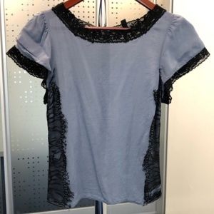 Bebe BEAUTIFUL Blue Grey Silk Blouse